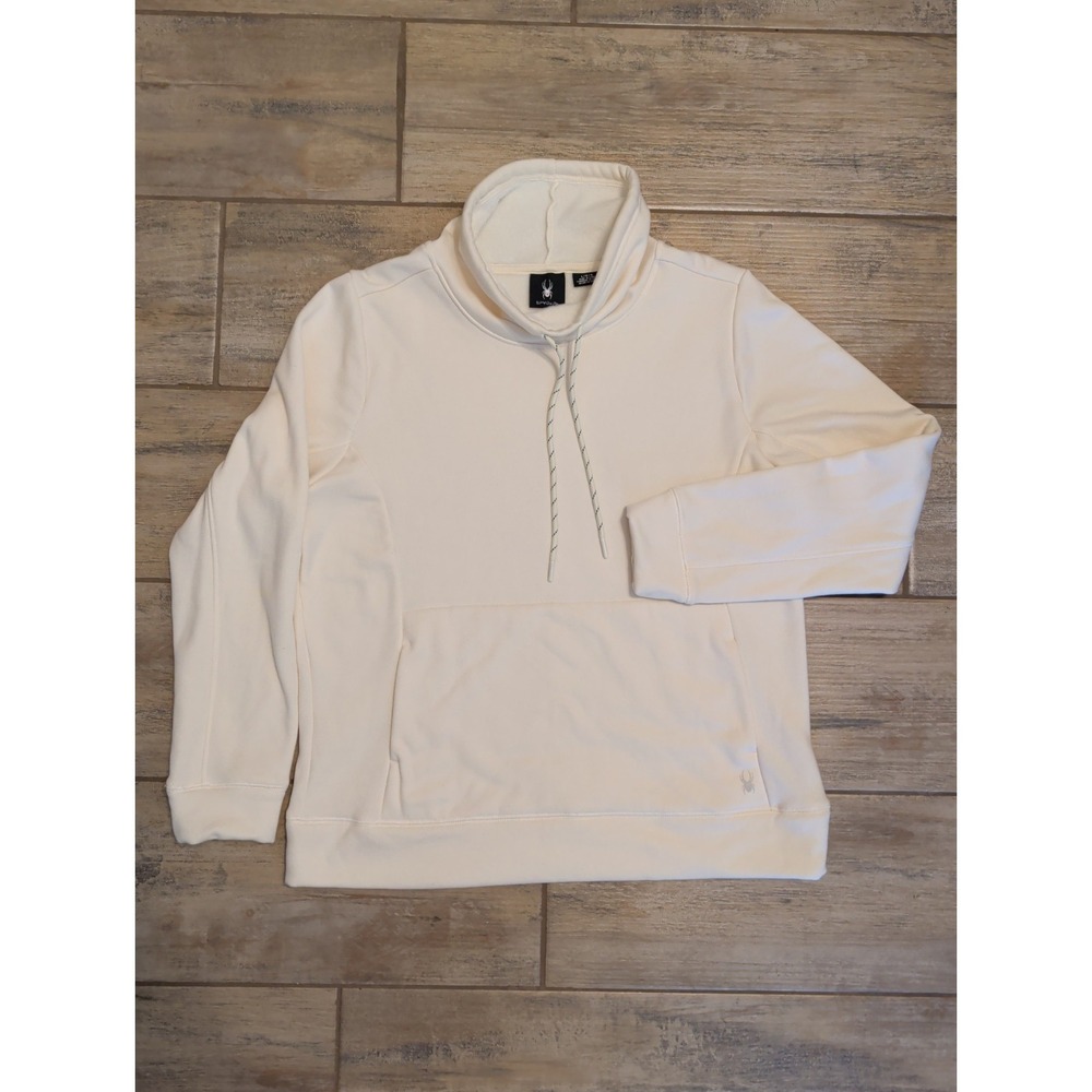 Spyder Womens Cowl Neck Pullover Hoodie Sweatshirt Off White Cream Large L Pouch